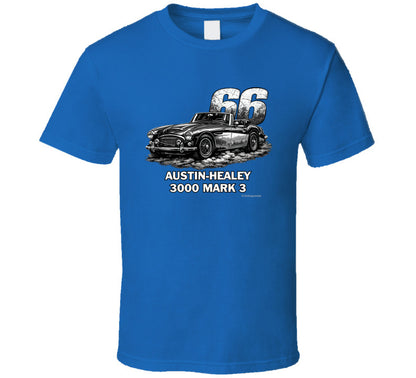 1966 Austin-Healey 3000 MK3 vintage distressed graphic t-shirt in royal blue