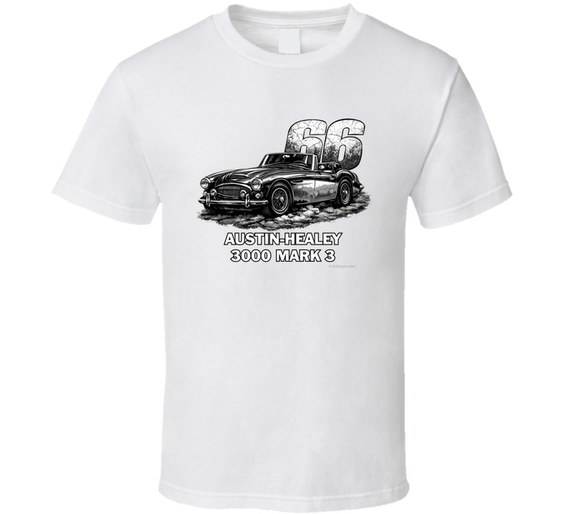 1966 Austin-Healey 3000 MK3 vintage distressed graphic t-shirt in white