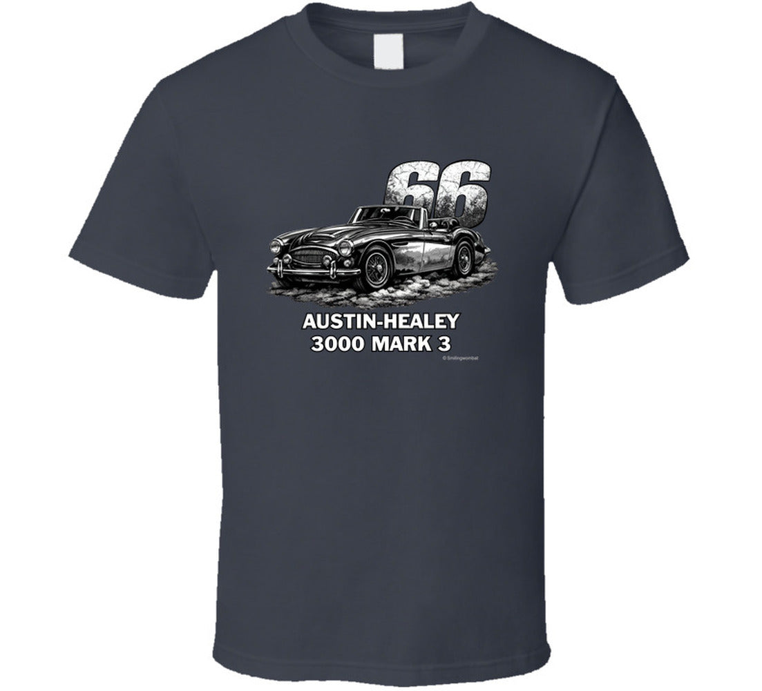 1966 Austin-Healey 3000 MK3 vintage distressed graphic t-shirt in charcoal grey