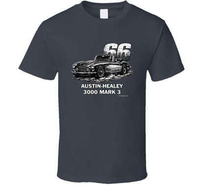 1966 Austin-Healey 3000 MK3 vintage distressed graphic t-shirt in charcoal grey