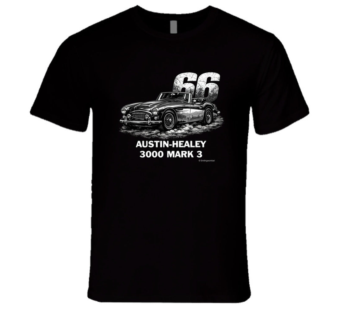 1966 Austin-Healey 3000 MK3 vintage distressed graphic t-shirt in black