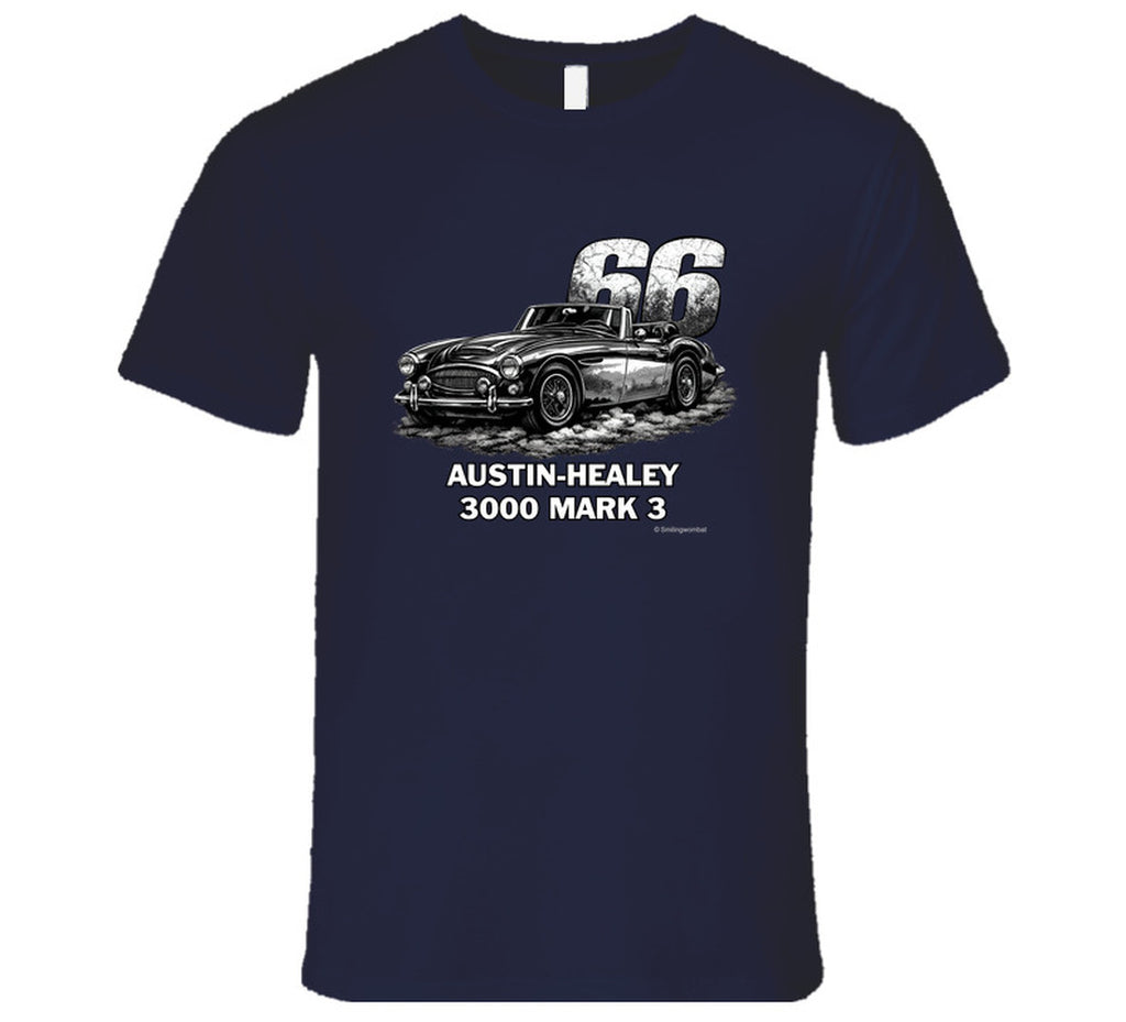 1966 Austin-Healey 3000 MK3 vintage distressed graphic t-shirt in navy