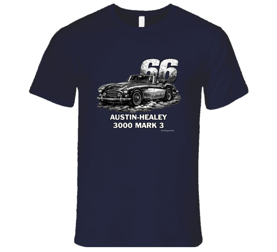 1966 Austin-Healey 3000 MK3 vintage distressed graphic t-shirt in navy