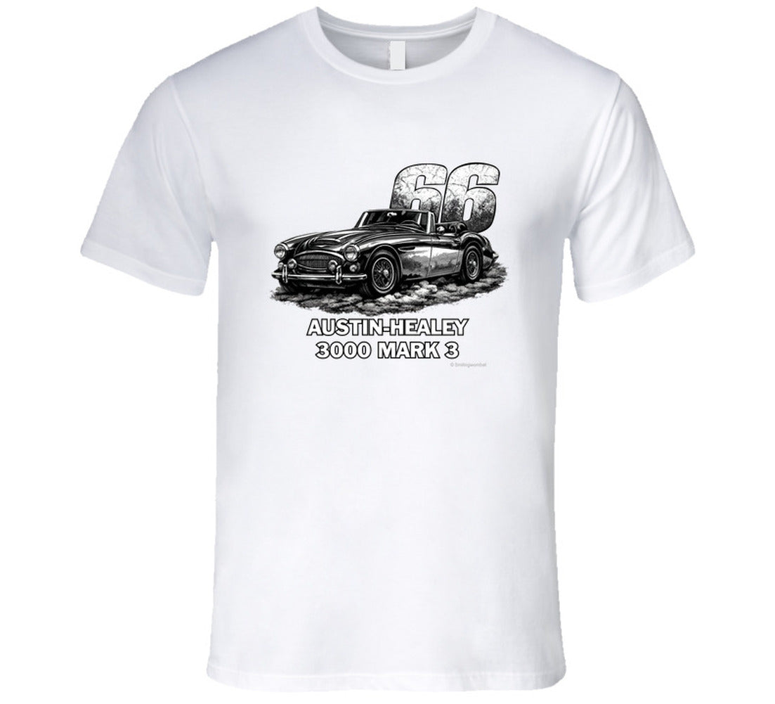 1966 Austin-Healey 3000 MK3 vintage distressed graphic t-shirt in white