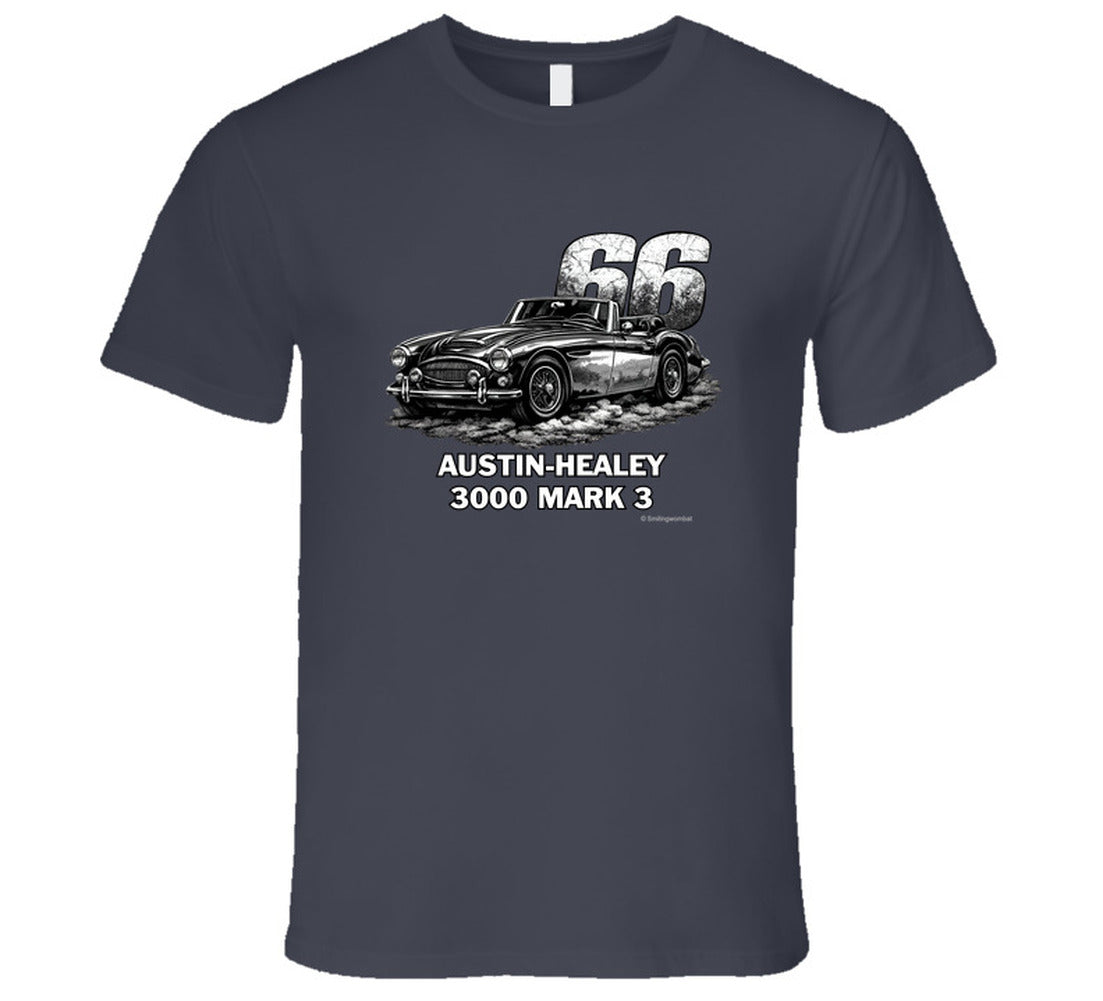 1966 Austin-Healey 3000 MK3 vintage distressed graphic t-shirt in charcoal grey