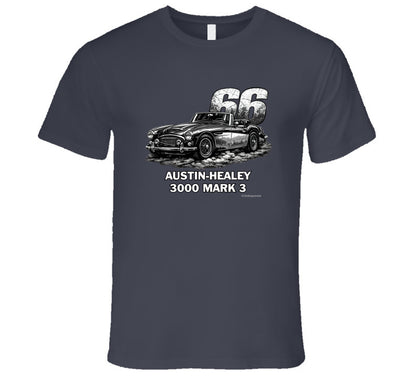 1966 Austin-Healey 3000 MK3 vintage distressed graphic t-shirt in charcoal grey