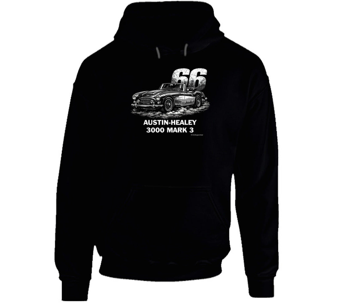 1966 Austin-Healey 3000 MK3 vintage car hoodie in black