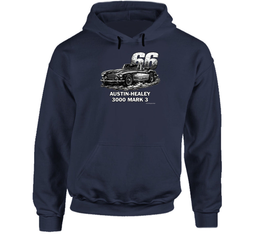 1966 Austin-Healey 3000 MK3 vintage car hoodie in navy
