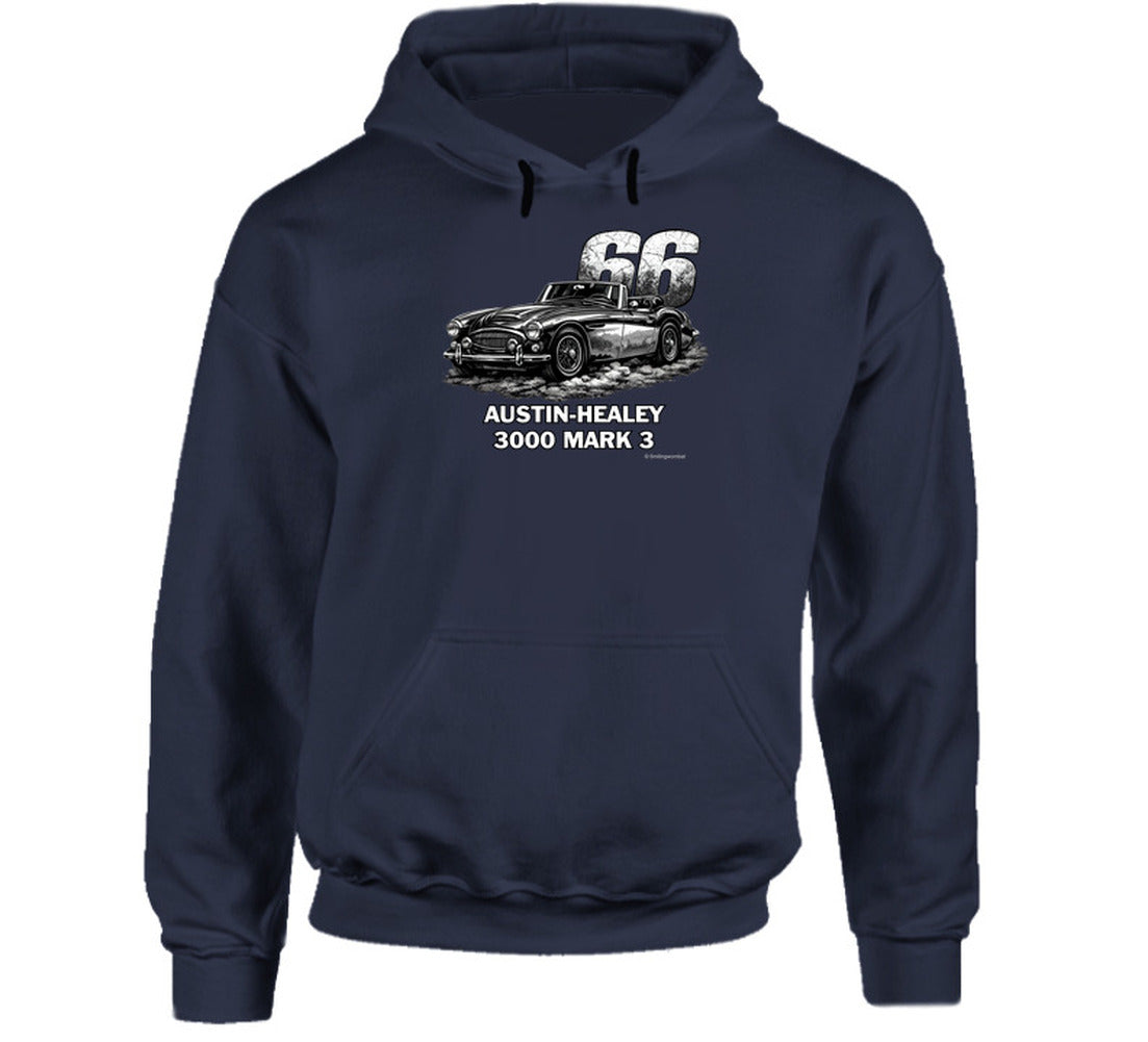 1966 Austin-Healey 3000 MK3 vintage car hoodie in navy