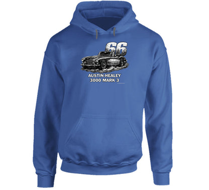 1966 Austin-Healey 3000 MK3 vintage car hoodie in royal blue