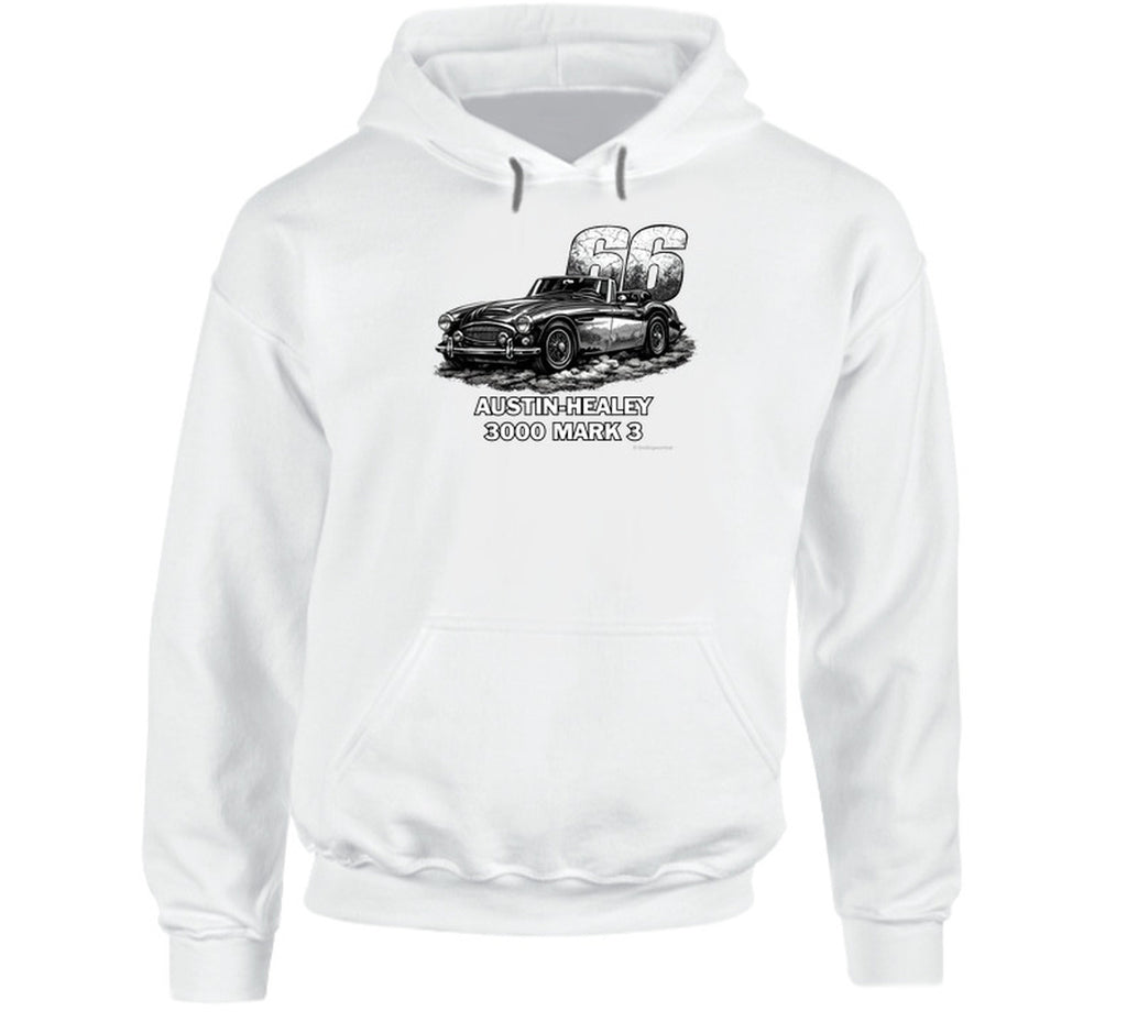 1966 Austin-Healey 3000 MK3 vintage car hoodie in white