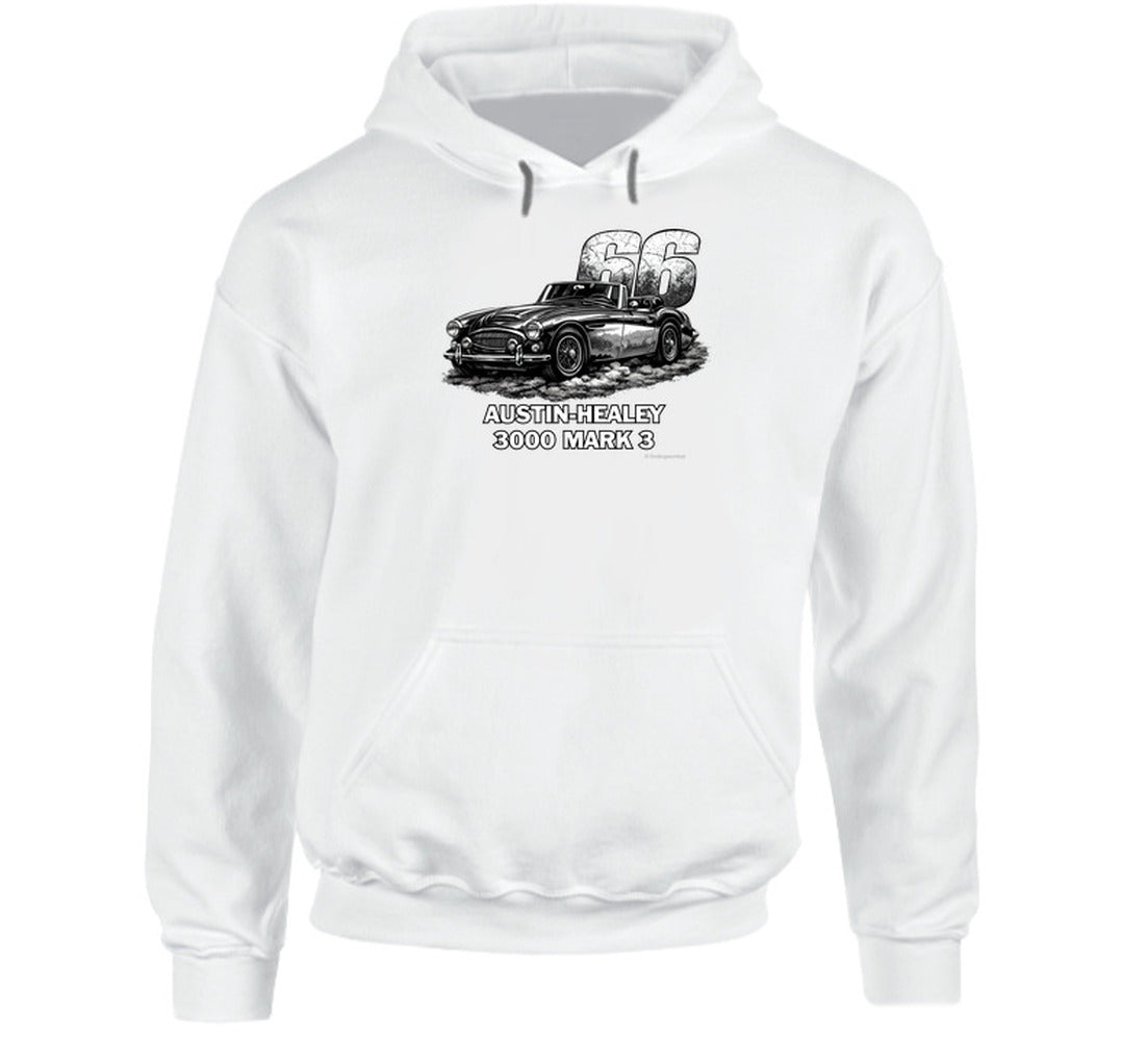1966 Austin-Healey 3000 MK3 vintage car hoodie in white