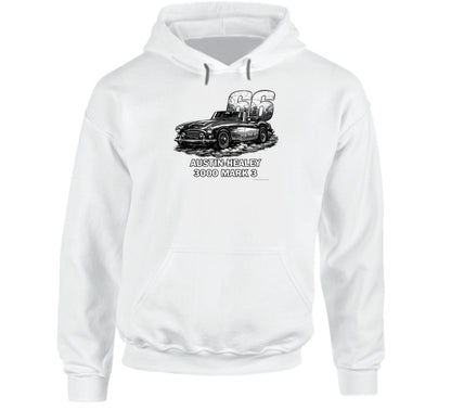 1966 Austin-Healey 3000 MK3 vintage car hoodie in white