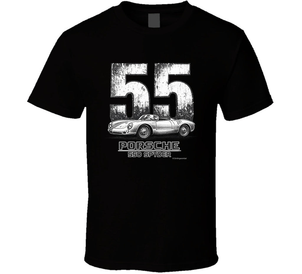 Porsche 550 Spyder bold race number 55 graphic tee in black