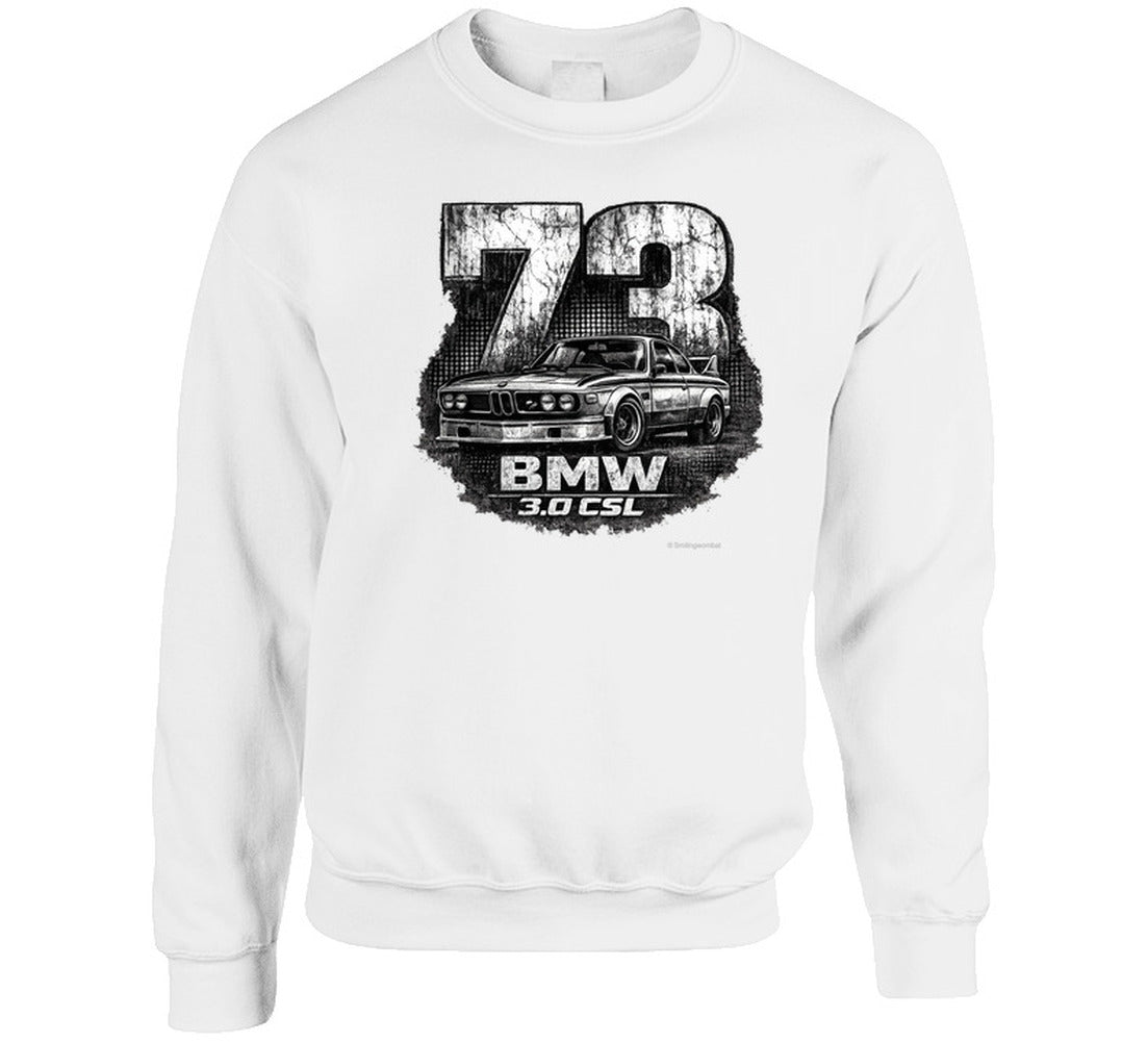 1973 BMW 3.0 CSL distressed vintage racing graphic sweatshirt in white