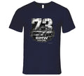 1973 BMW 3.0 CSL distressed vintage racing graphic t-shirt in navy