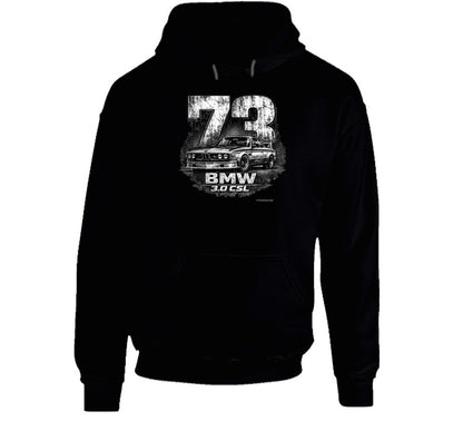 1973 BMW 3.0 CSL distressed vintage racing graphic hoodie in black