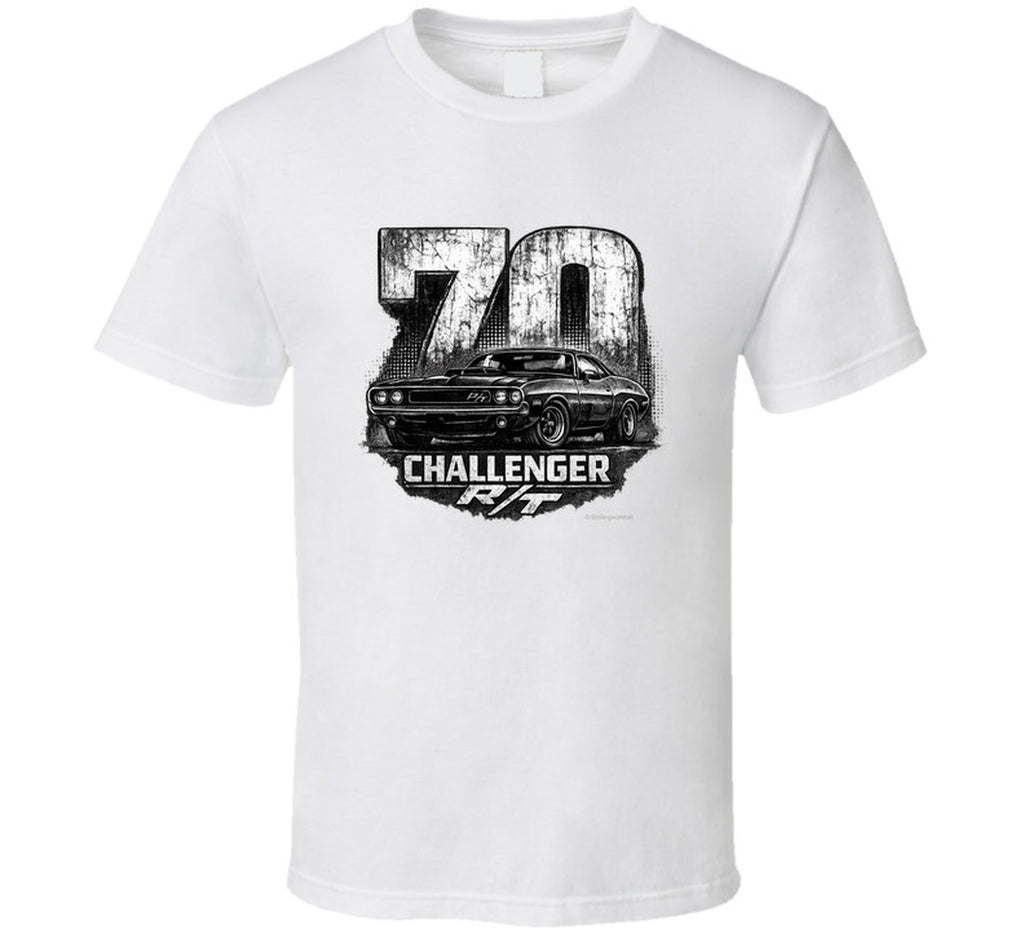 1970 Dodge Challenger R/T distressed vintage graphic t-shirt in white