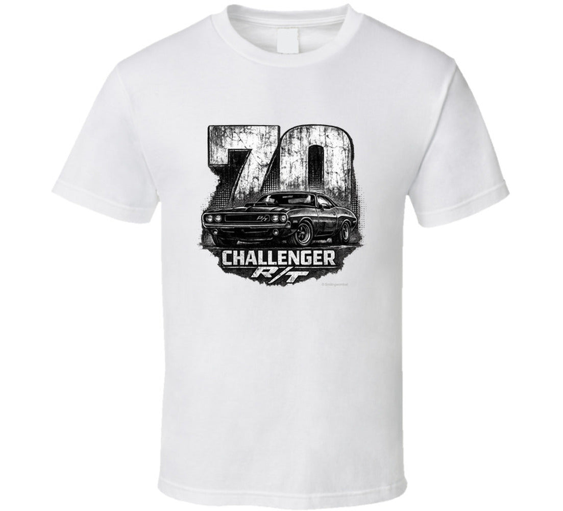 1970 Dodge Challenger R/T distressed vintage graphic t-shirt in white