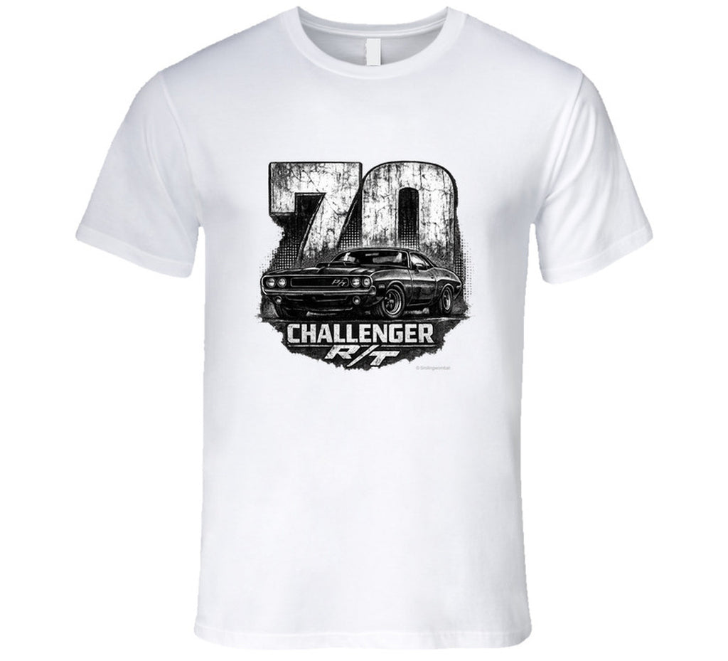 1970 Dodge Challenger R/T distressed vintage graphic t-shirt in white