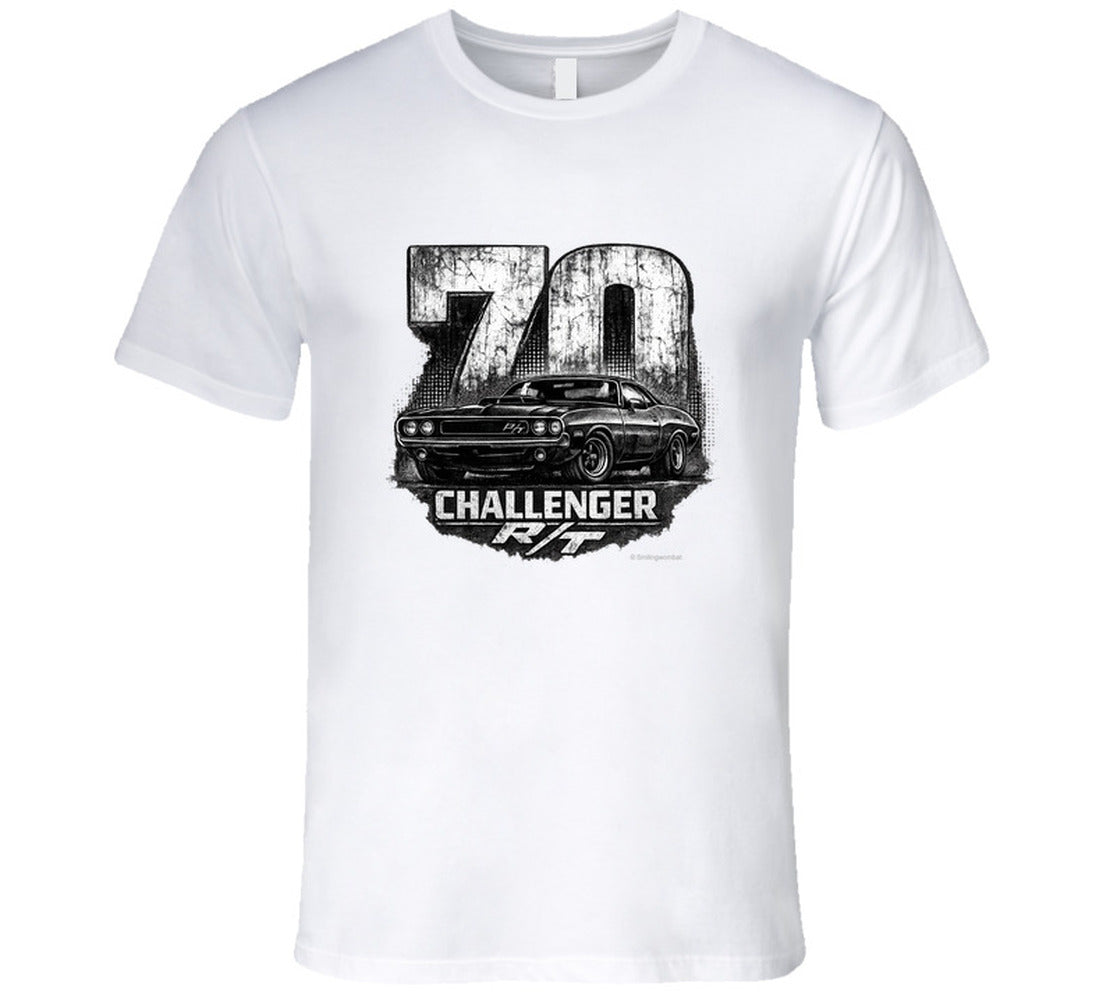 1970 Dodge Challenger R/T distressed vintage graphic t-shirt in white