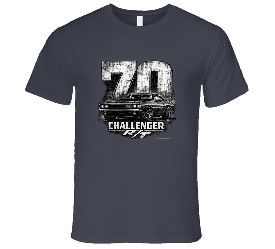 1970 Dodge Challenger R/T distressed graphic t-shirt in charcoal grey