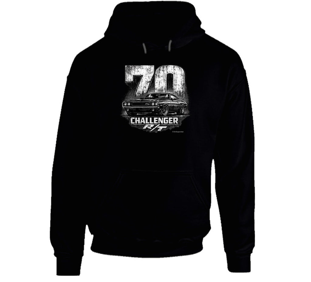 1970 Dodge Challenger R/T distressed vintage hoodie in black