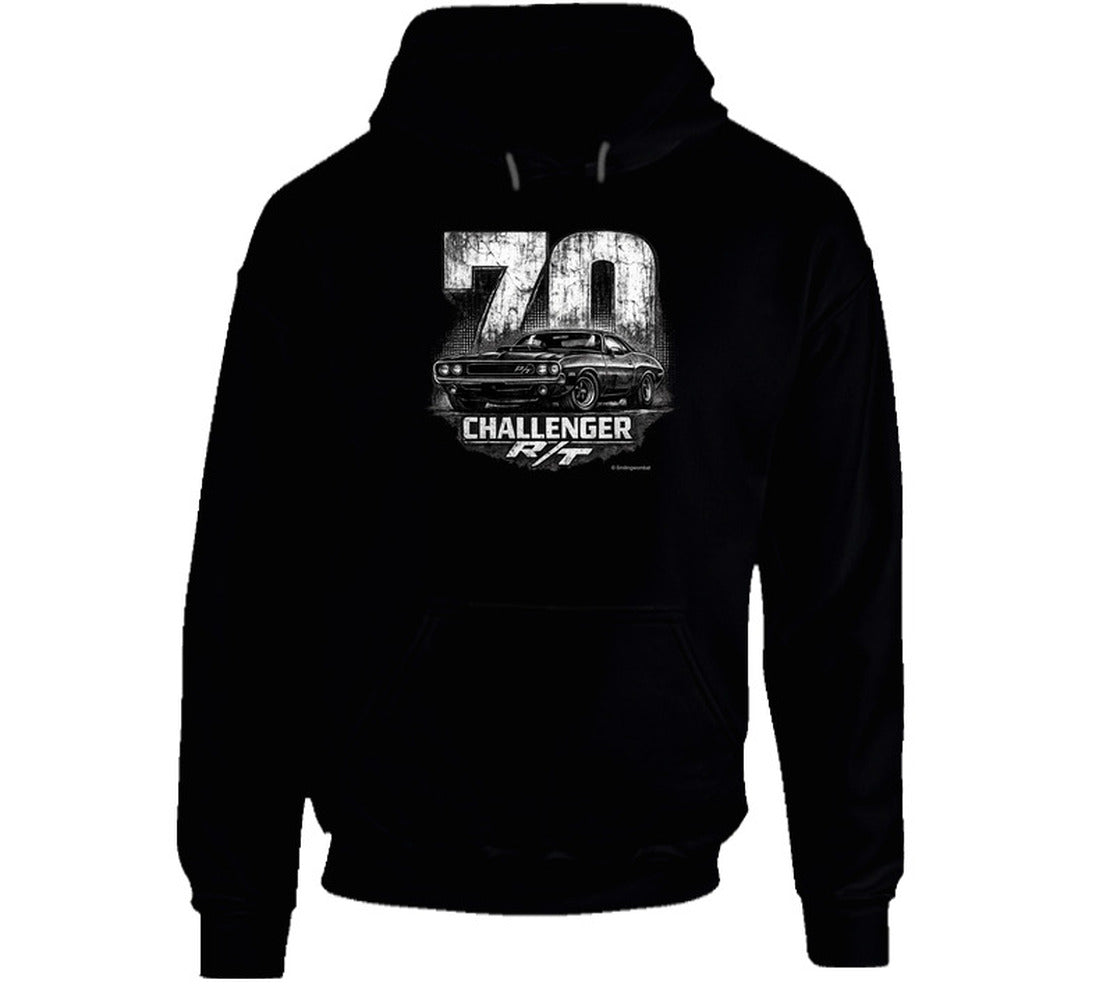 1970 Dodge Challenger R/T distressed vintage hoodie in black