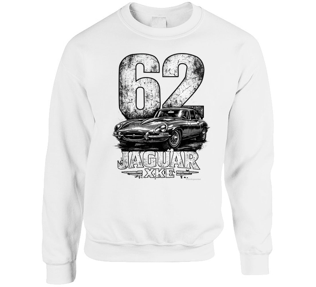 1962 Jaguar XKE distressed graphic sweatshirt in white