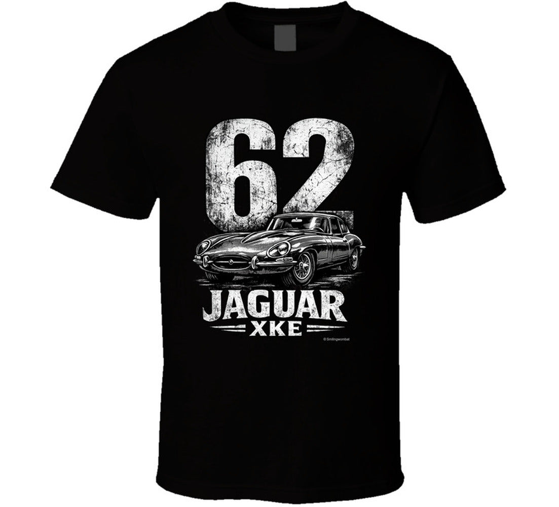 1962 Jaguar XKE retro car graphic tee in black