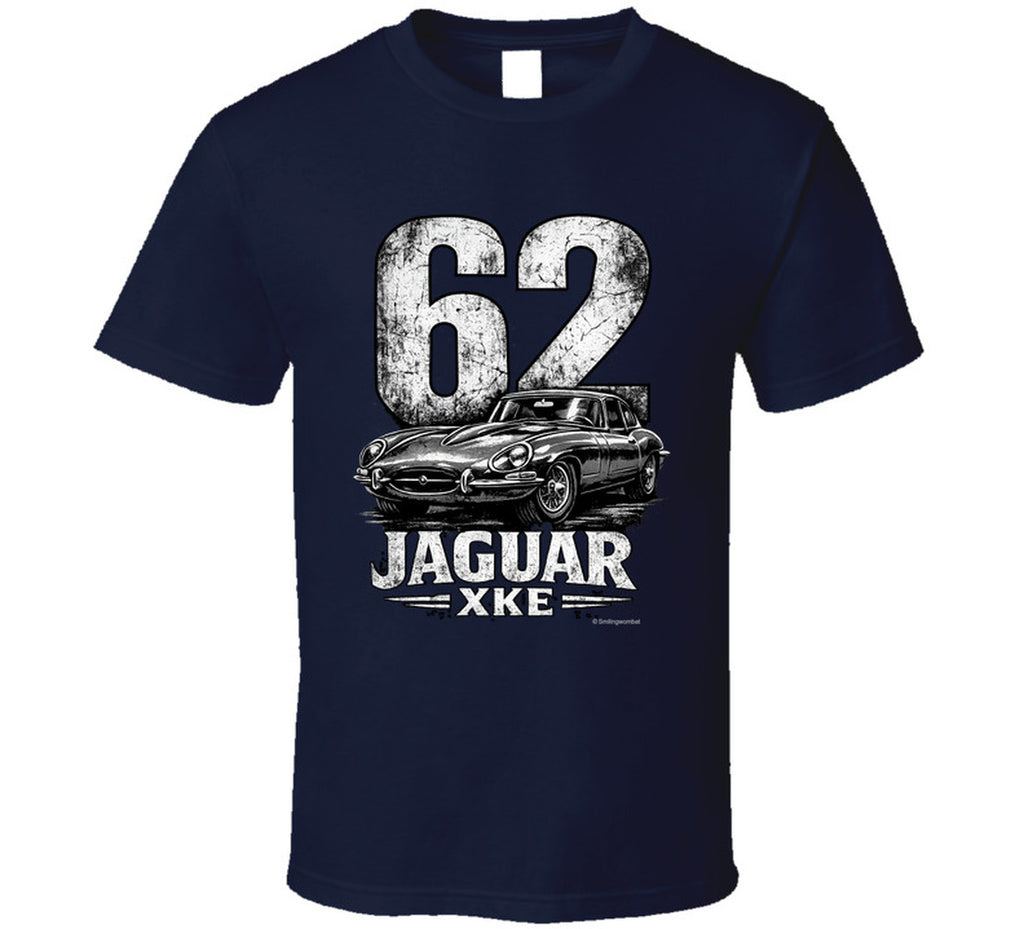 1962 Jaguar E-Type distressed print t-shirt in navy blue