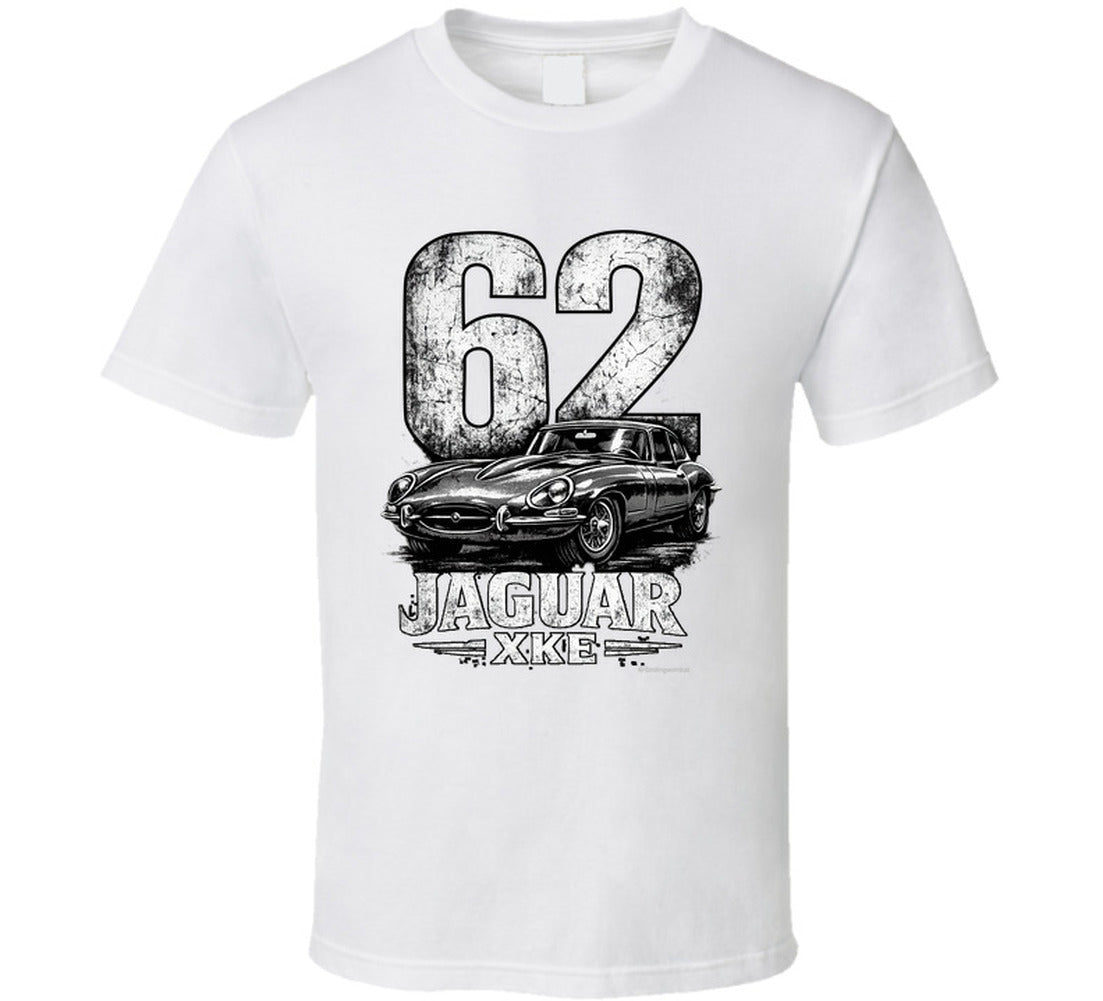 1962 Jaguar XKE vintage distressed graphic t-shirt in white