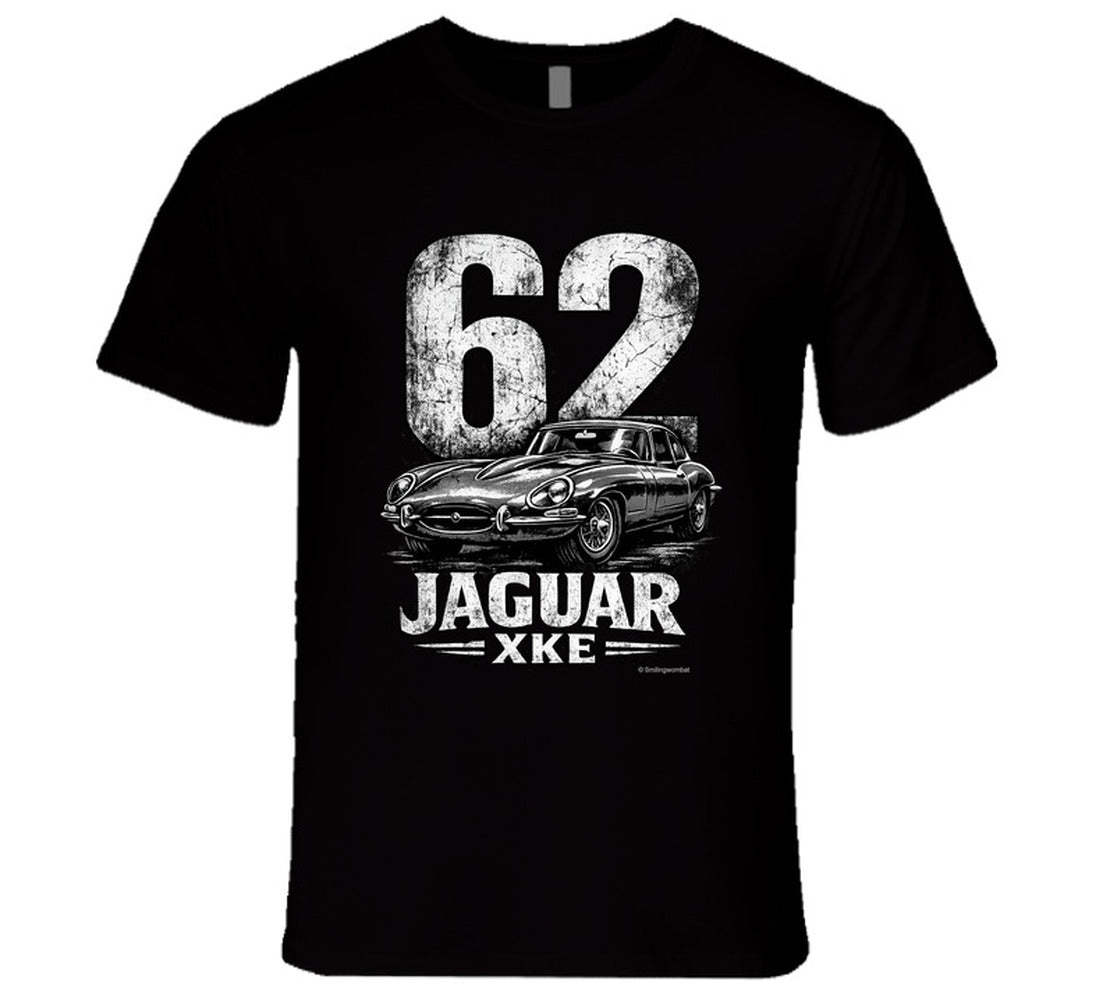 1962 Jaguar XKE retro car graphic tee in black