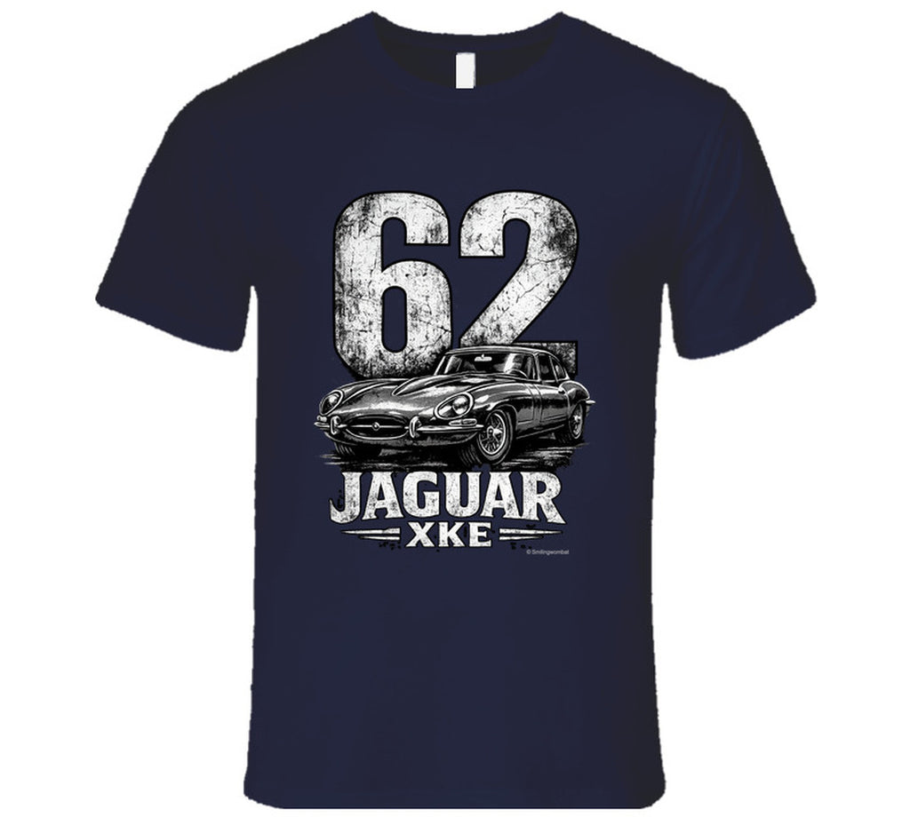 1962 Jaguar E-Type distressed print t-shirt in navy blue