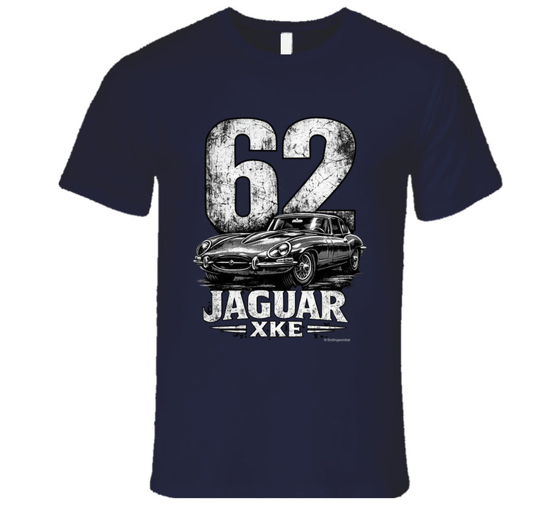 1962 Jaguar E-Type distressed print t-shirt in navy blue