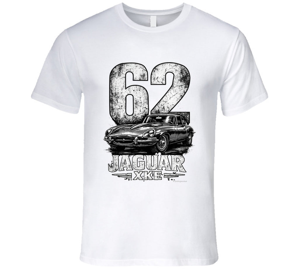 1962 Jaguar XKE vintage distressed graphic t-shirt in white