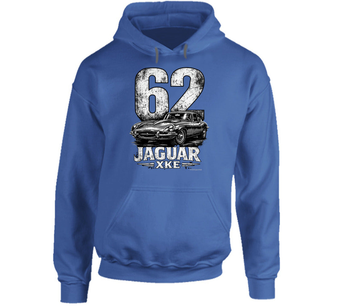 Classic Jaguar XKE graphic hoodie in royal blue