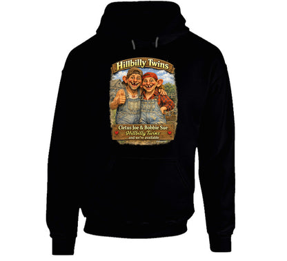 Retro hillbilly twins graphic hoodie in black
