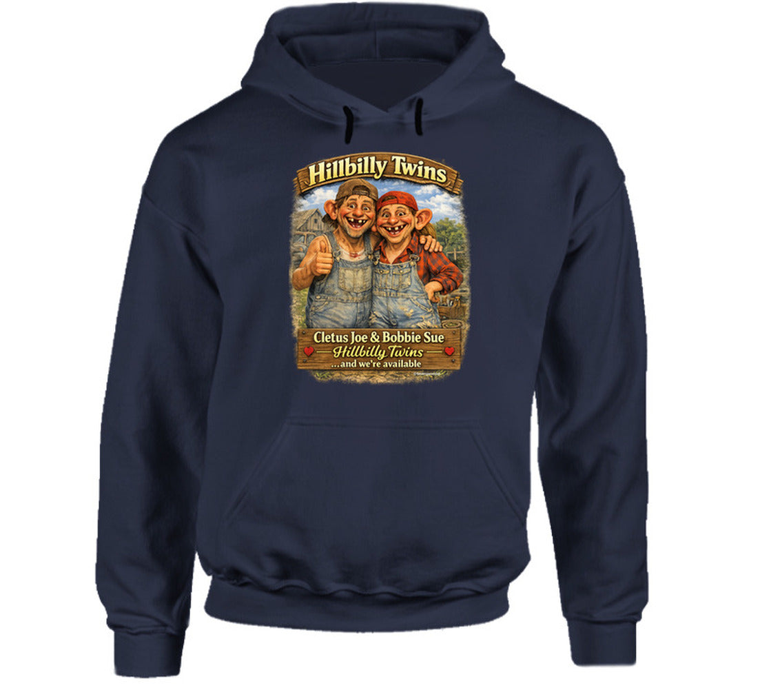 Cletus Joe and Bobbie Sue novelty country hoodie in navy