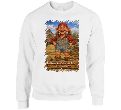 Bobbie Sue Hillbilly Graphic Sweatshirt in White – Smiling Wombat Cletus Joe