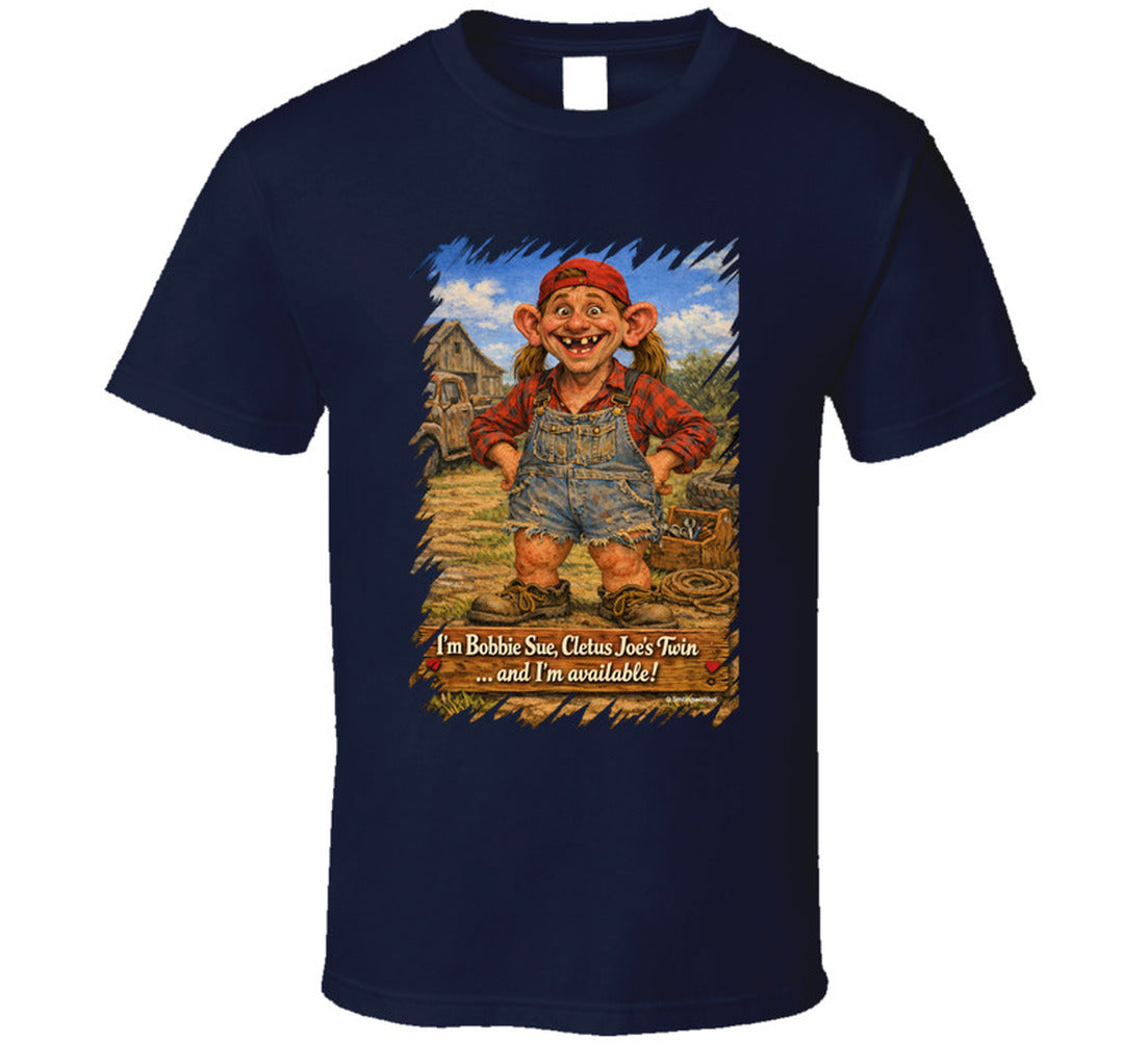 Bobbie Sue Retro Cartoon T-Shirt in Navy – Smiling Wombat