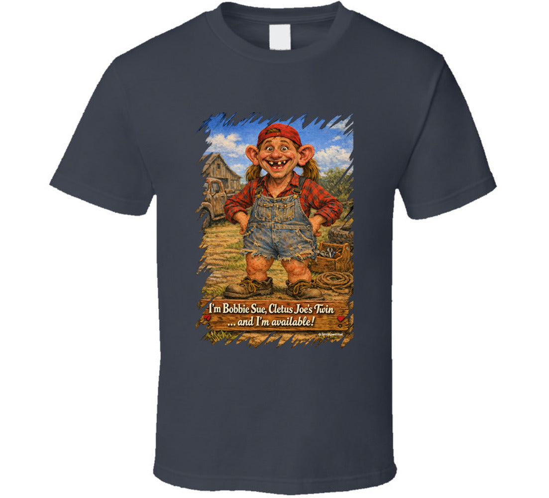 Bobbie Sue Graphic T-Shirt in Charcoal Grey – Smiling Wombat Design