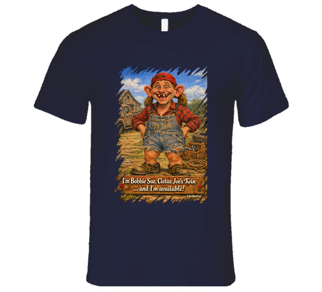Bobbie Sue Retro Cartoon T-Shirt in Navy – Smiling Wombat