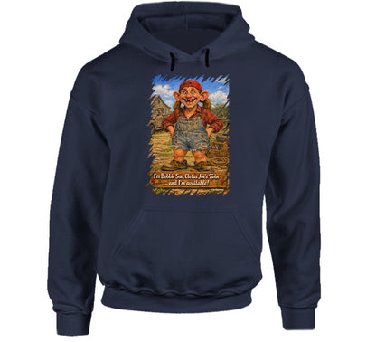 Bobbie Sue Retro Cartoon Hoodie in Navy – Smiling Wombat Design