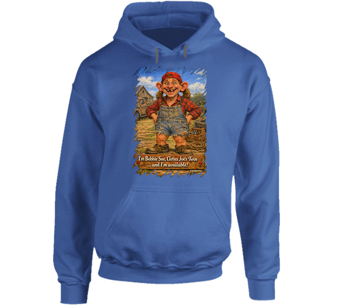 Bobbie Sue Graphic Hoodie in Royal Blue – Smiling Wombat Cletus Joe