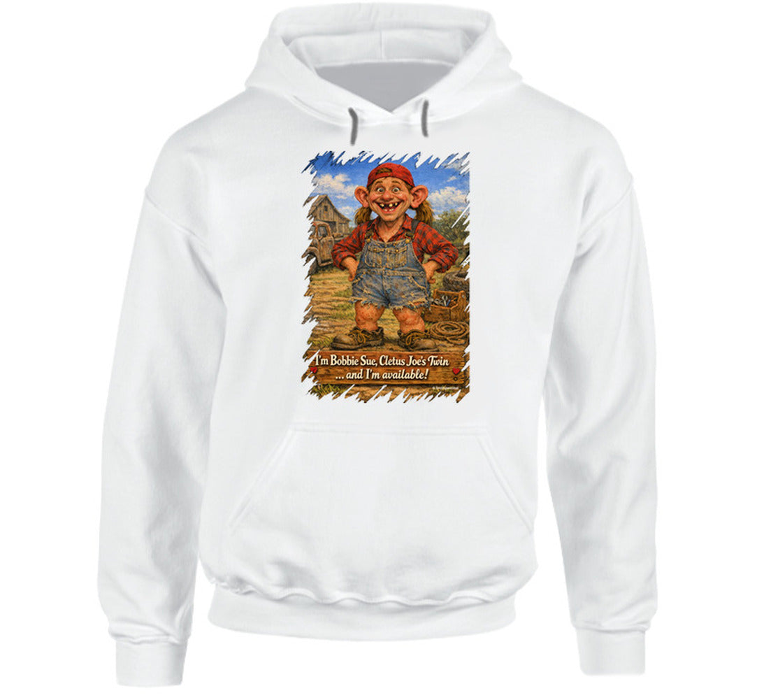 Bobbie Sue Hillbilly Graphic Hoodie in White – Smiling Wombat Cletus Joe