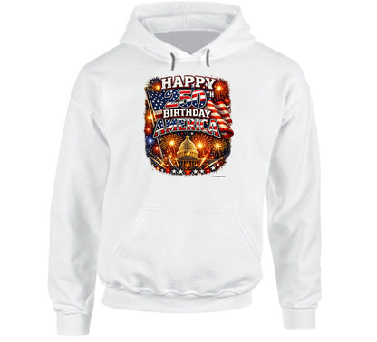 USA 250th Birthday Hoodie in White – Smiling Wombat Patriotic Apparel