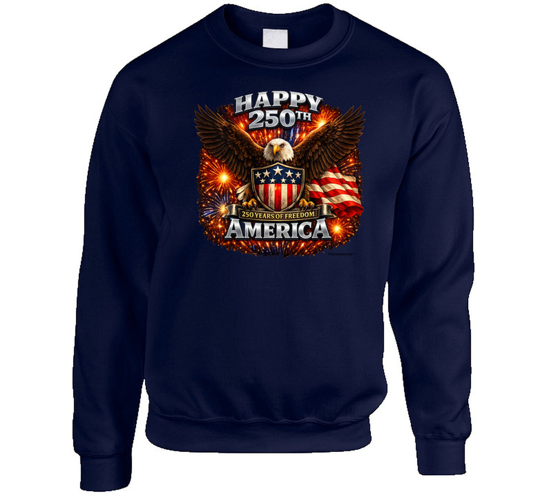 Navy USA 250th Birthday Sweatshirt featuring American eagle graphic — celebrate 250 years of freedom