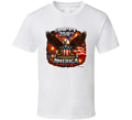 USA 250th Birthday White T-Shirt with patriotic bald eagle and fireworks design — America 250 Years of Freedom