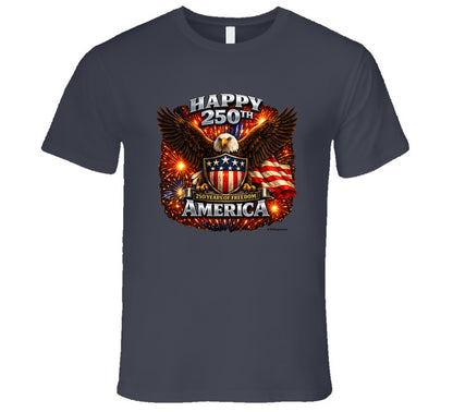 Charcoal grey USA 250th Birthday T-Shirt with distressed eagle design — Smiling Wombat America 250